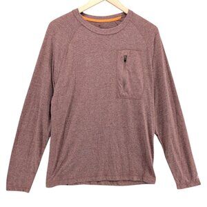 Ridgecut Toughwear Long Sleeve Active Tee Mens Red Zip Pocket Shirt Size M